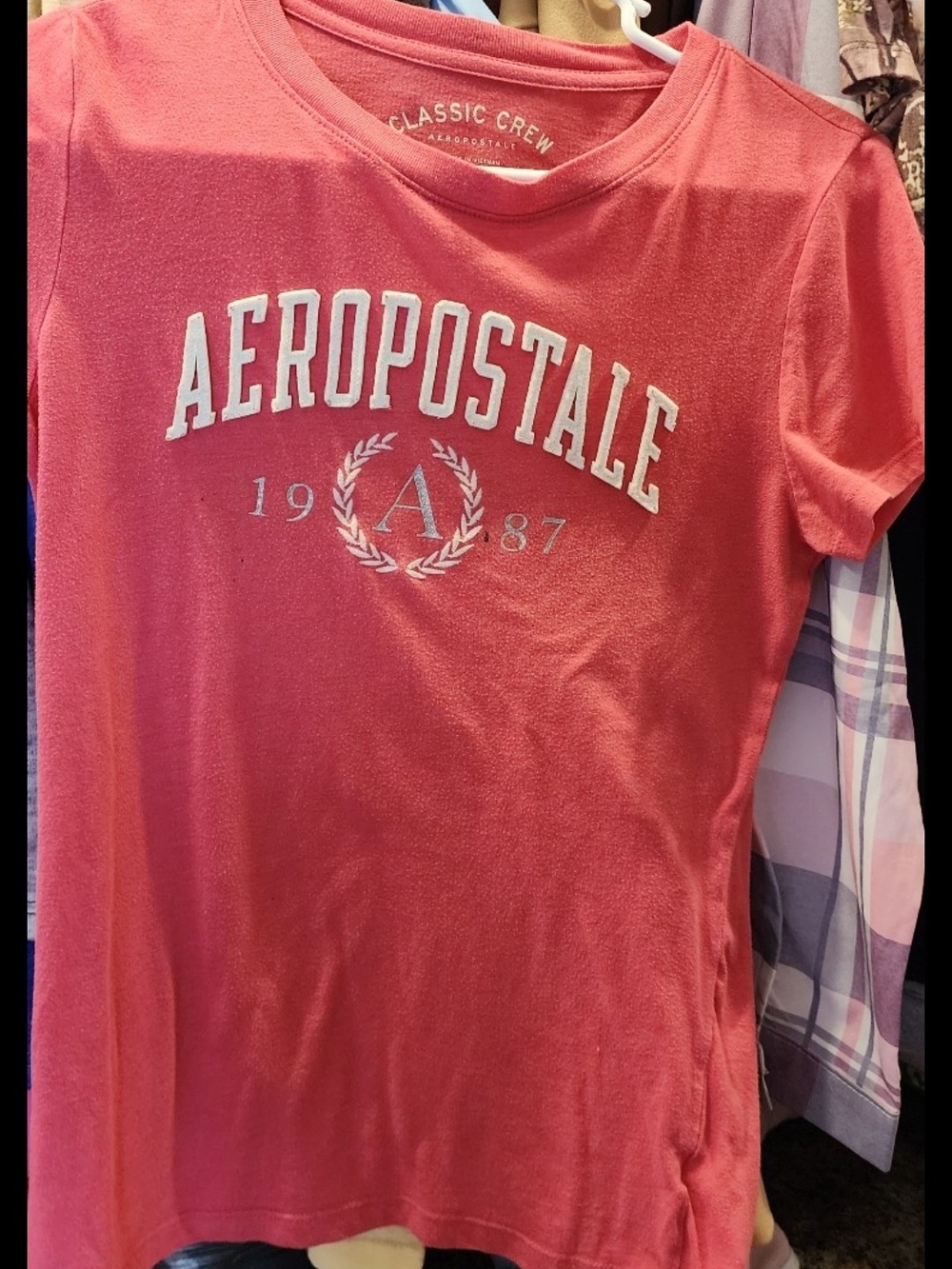 Aeropostale Coral Red Logo Short Sleeve Tee